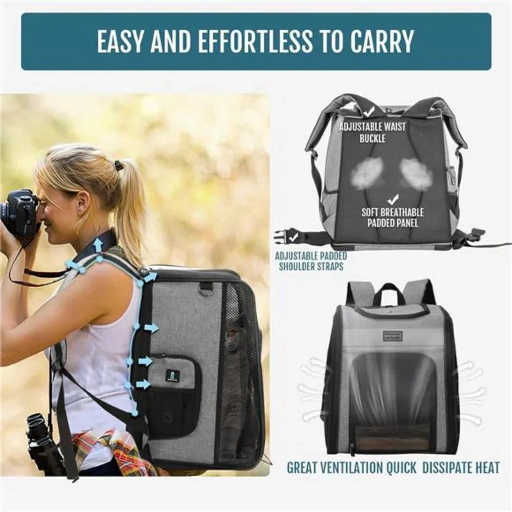 Cat Backpack Carrier with Soft Plush Mat, Cross Ventilation Design, Dog Backpack